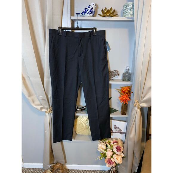 NWT $150 Men’s Perry Ellis 34x30 Regular Fit Black Dress Pants without Pockets - Picture 3 of 10